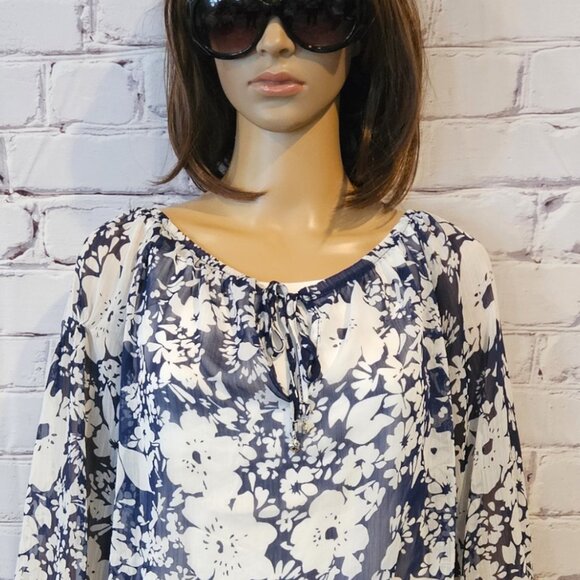 JONES NEW YORK - Blue Boho floral drop waist tunic - Picture 5 of 10